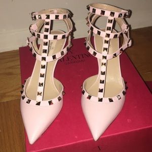 Authentic Valentino rock stud heels pink rose